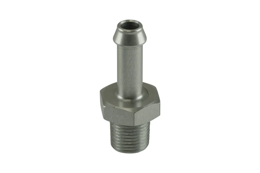 Turbosmart Fitting 6mm / 1/4" Hose End to 1/8 NPT Male Straight - Silver, référence TS-NH-0306-CL